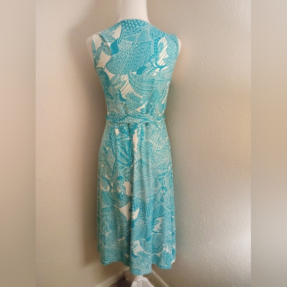 Talbots Tropical Surplice Belted Jersey Dress | S - Picture 5 of 7